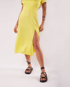 Vestido Midi Laços Amarelo - Sabassi Company - Vestidos